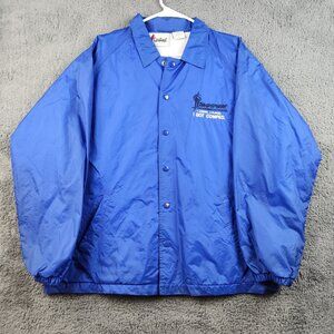 Vintage Satin Bomber Cardinal Jacket Men's Large Coach Snap Front Promo Lined